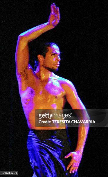 Spanish dancer Joaquin Cortes presents his show "Live" 09 June at the National Theater in San Jose. Cortes is on a tour of Mexico and Central...