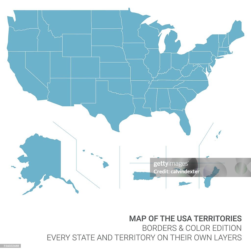 Mapa da Estados Unidos da América e territórios
