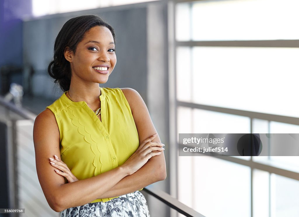 Portrait of a confident black businesswoman at work in her