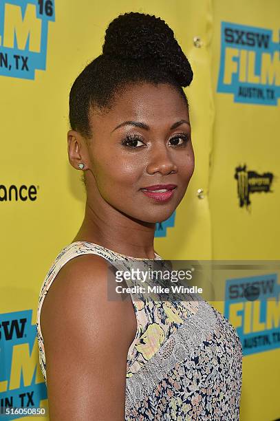 Actress Emayatzy Corinealdi attends the screening of "Miles Ahead" during the 2016 SXSW Music, Film + Interactive Festival at Paramount Theatre on...