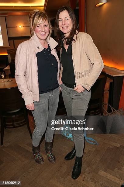 Claudia Koreck and Bettina Mittendorfer during the NdF after work press cocktail 2016 at Park Cafe on March 16, 2016 in Munich, Germany.