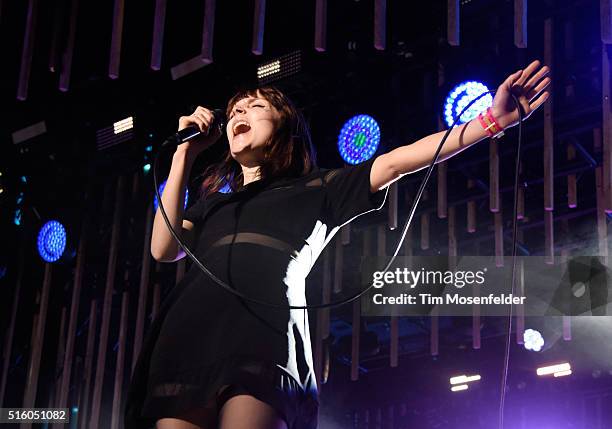 Recording artist Lauren Mayberry of Chvrches performs onstage during the 2016 MTV Woodies/10 For 16 on March 16, 2016 in Austin, Texas.