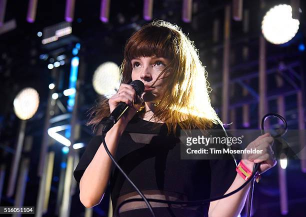 Recording artist Lauren Mayberry of Chvrches performs onstage during the 2016 MTV Woodies/10 For 16 on March 16, 2016 in Austin, Texas.