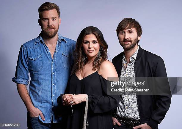 From left, Charles Kelley, Hillary Scott and Dave Haywood of musical group Lady Antebellum poses at The Life & Songs of Kris Kristofferson produced...