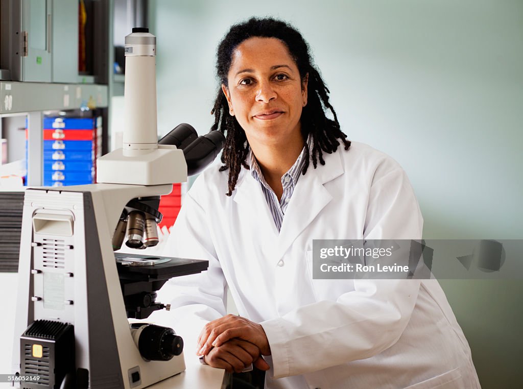 Researcher in hematology lab, portrait