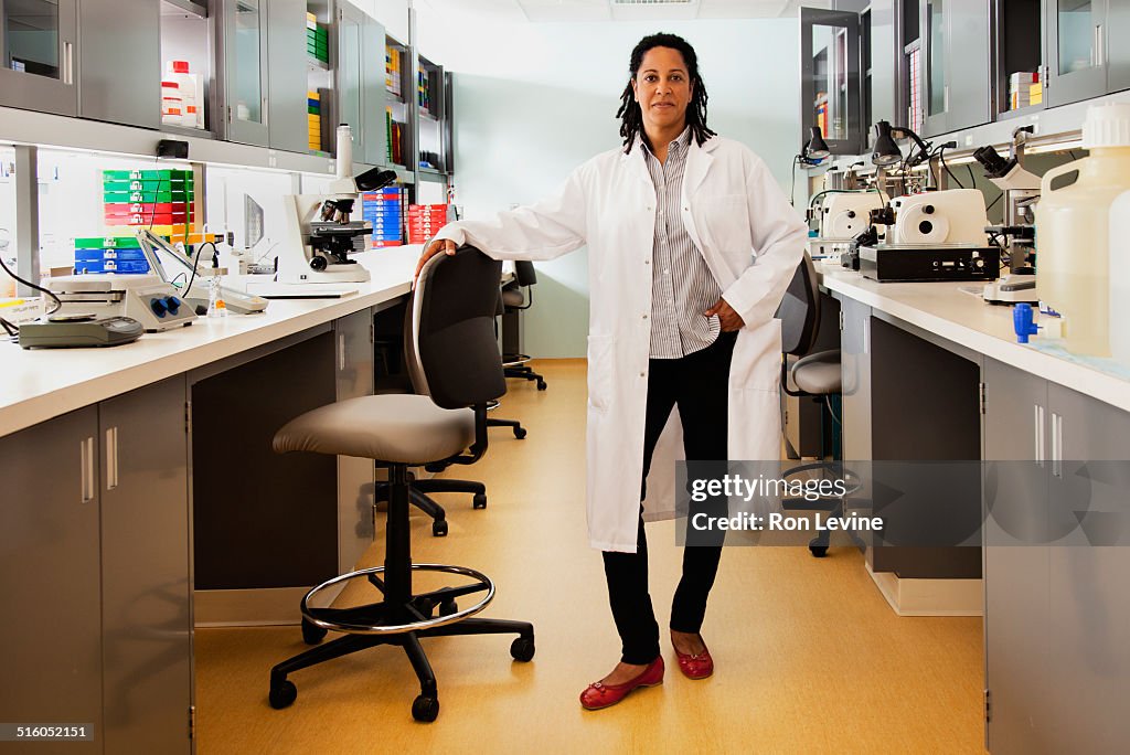 Researcher in hematology lab, portrait