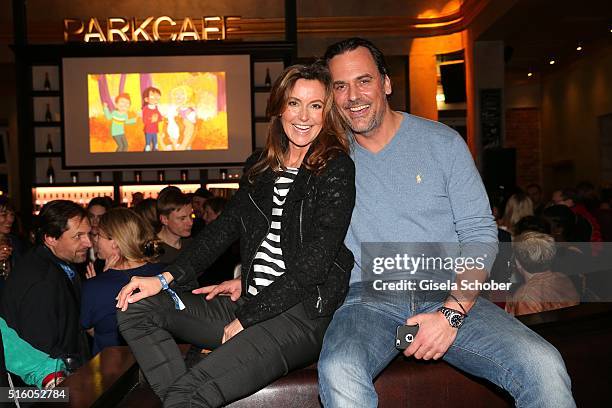 Marcus Gruesser and his girlfriend Sylvie Lindenbauer during the NdF after work press cocktail 2016 at Park Cafe on March 16, 2016 in Munich, Germany.