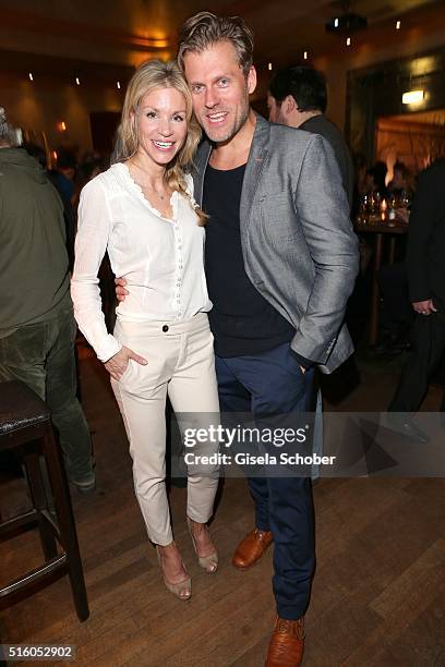 Nina Friederike Gnaedig and Jens Atzorn during the NdF after work press cocktail 2016 at Park Cafe on March 16, 2016 in Munich, Germany.