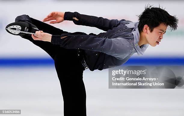 Daichi Miyata from Japan skates during the male's short program of the ISU World Junior Figure Skating Championships 2016 at The Fonix Arena on March...