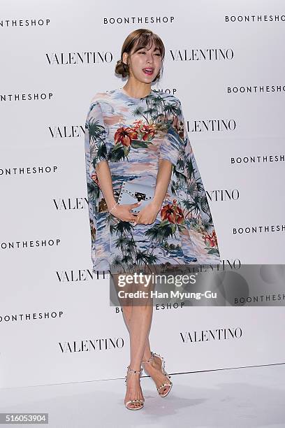 Tiffany of South Korean girl group Girls' Generation attends the photocall for "VALENTINO" Hawaiian Couture Capsule Collection at BoonTheShop on...