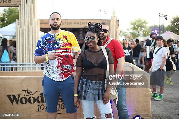 Guests pose for a #GettyGotMe photo during SXSW 2016 at 2016 MTV Woodies/10 For 16 on March 16, 2016 in Austin, Texas.