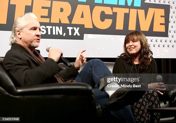 Neil Giraldo and Pat Benatar speak onstage at SXSW Interview: Pat Benatar & Neil Giraldo during the 2016 SXSW Music, Film + Interactive Festival at...