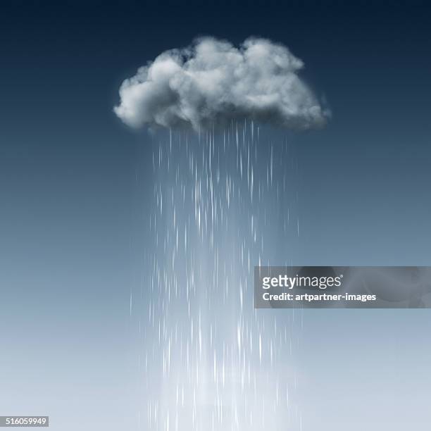 small grey cloud in the blue sky with rain - shower ストックフォトと画像