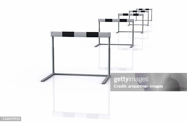 hurdles in a row - hurdle stock pictures, royalty-free photos & images