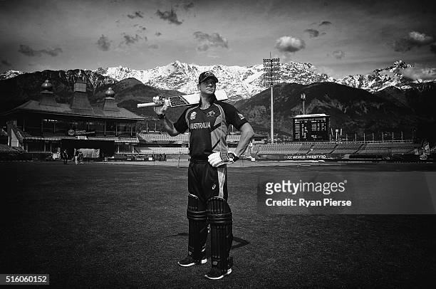 Australian cricket captain Steve Smith poses during a portrait session ahead of the ICC 2016 Twenty20 World Cup at HPCA Stadium on March 17, 2016 in...