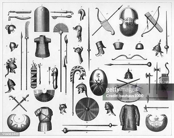 egyptian and persian weapons - persian culture stock illustrations