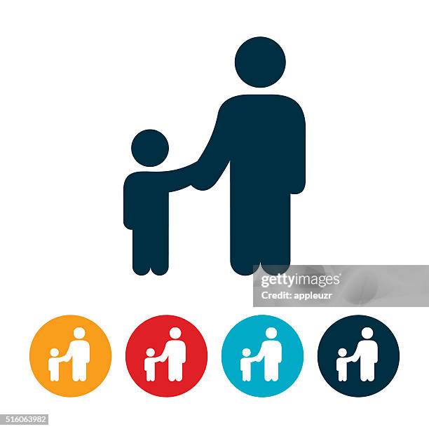 einzelne eltern mit kind-symbol - familie mit einem kind stock-grafiken, -clipart, -cartoons und -symbole