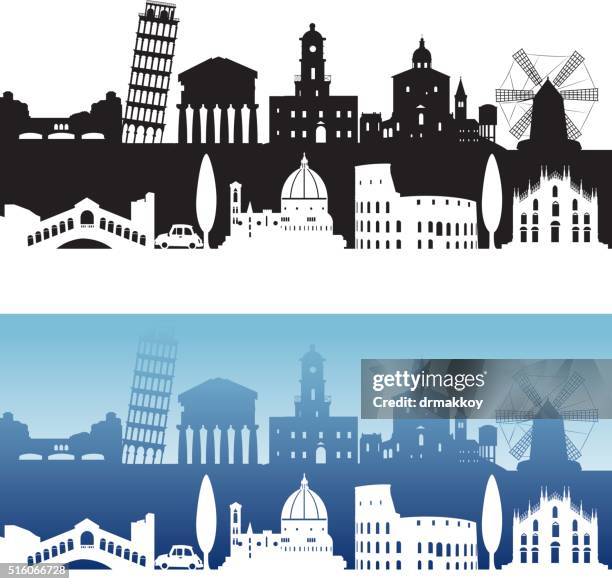illustrazioni stock, clip art, cartoni animati e icone di tendenza di italia vista sullo skyline - skyline milano