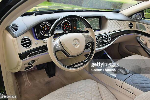 mercedes-benz maybach s600 interior - vehicle manufacturers brand names stock pictures, royalty-free photos & images