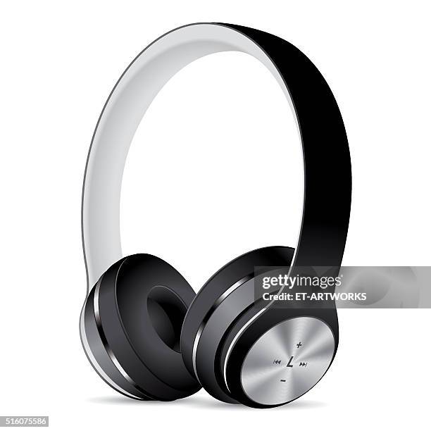 bildbanksillustrationer, clip art samt tecknat material och ikoner med vector black headphones - hörlurar