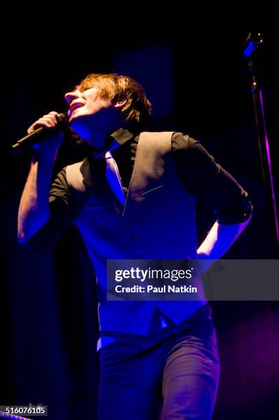 American musician Adam Young, of the band Owl City, performs onstage at the Aragon Ballroom, Chicago, Illinois, April 30, 2010.