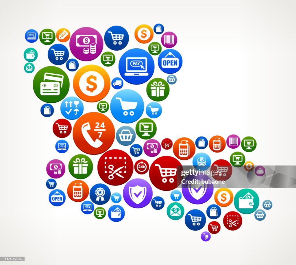 Louisiana Shopping and Commerce Colorful Button Pattern