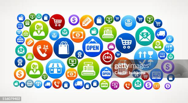 kansas shopping and commerce colorful button pattern - open wallet vector stock illustrations