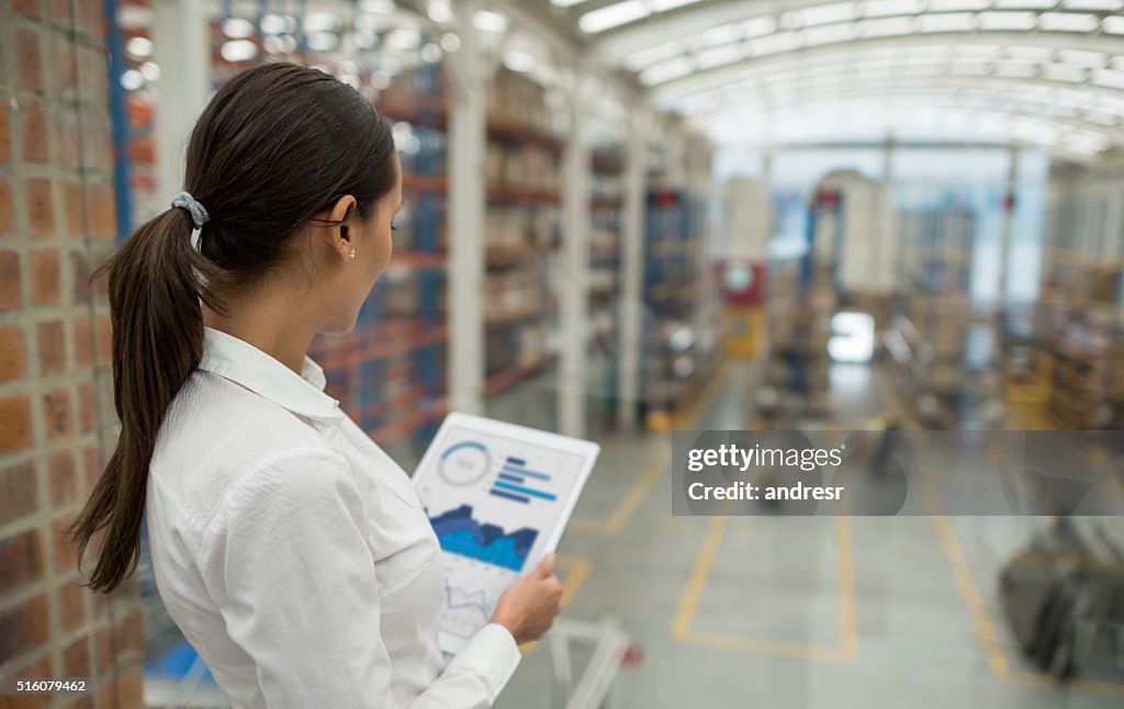 Business woman working on freight transportation