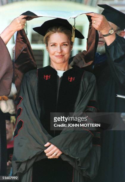 Queen Noor of Jordan receives an honorary degree from Brown University 31 May 1999, in Providence, Rhode Island. The American-born Queen Noor was the...