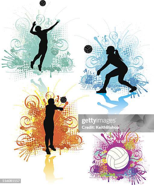 女子バレーボールグラフィック - スポーツ バレーボール点のイラスト素材／クリップアート素材／マンガ素材／アイコン素材