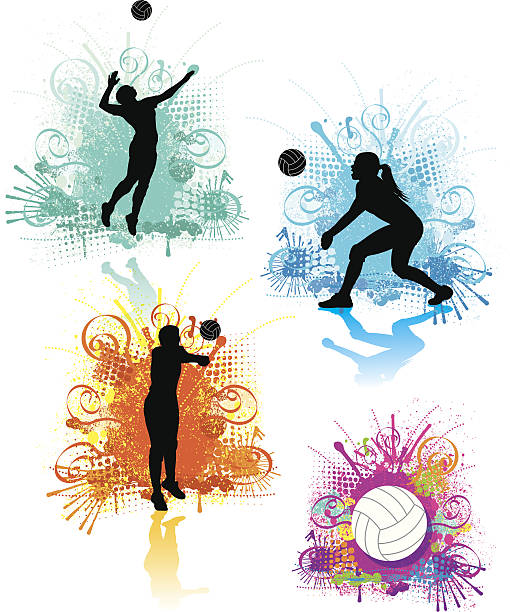 girls volleyball graphics - girls volleyball stock illustrations