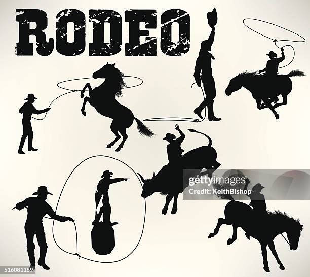 rodeo, bucking bronco, bull riding - bucking bronco stock illustrations