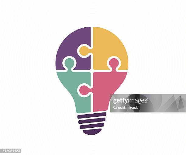 idea & teamwork - jigsaw stock illustrations