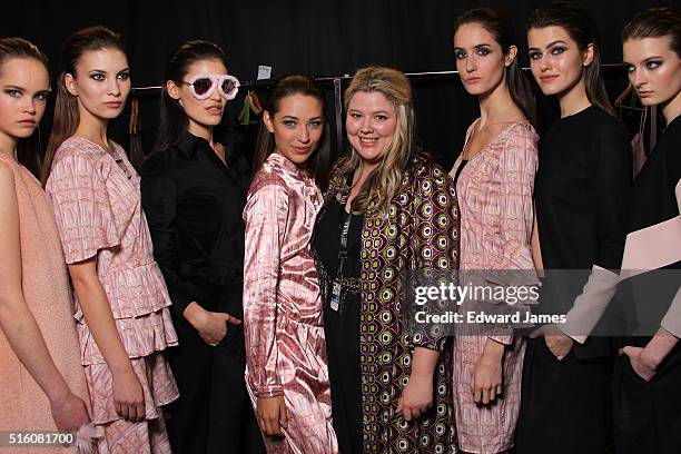 Designer Hillary Macmillan poses backstage during the Hillary Macmillan fashion show at David Pecaut Square on March 16, 2016 in Toronto, Canada.