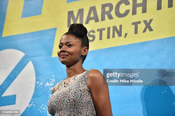 Actress Emayatzy Corinealdi attends the screening of "Miles Ahead" during the 2016 SXSW Music, Film + Interactive Festival at Paramount Theatre on...