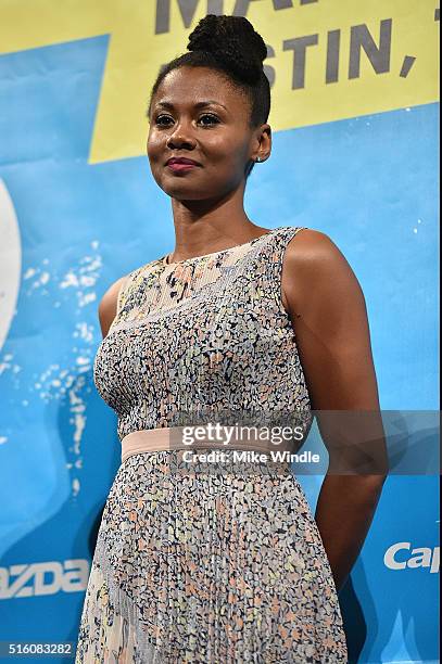 Actress Emayatzy Corinealdi attends the screening of "Miles Ahead" during the 2016 SXSW Music, Film + Interactive Festival at Paramount Theatre on...