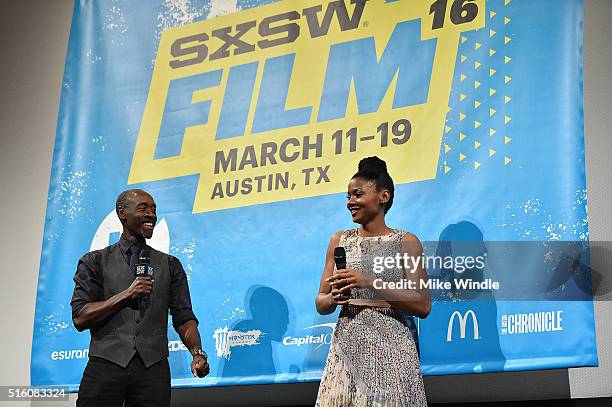 Director Don Cheadle and actress Emayatzy Corinealdi attend the screening of "Miles Ahead" during the 2016 SXSW Music, Film + Interactive Festival at...