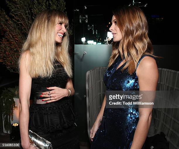 Sarah Carter and Ashley Greene attend the after party for the premiere of DirecTV's "Rogue" at The London Hotel on March 16, 2016 in West Hollywood,...
