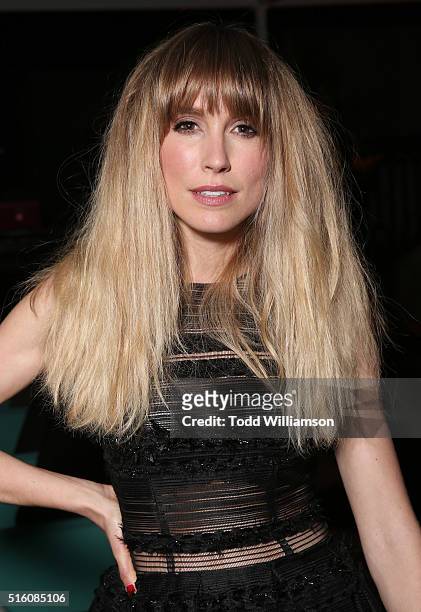 Sarah Carter attends the after party for the premiere of DirecTV's "Rogue" at The London Hotel on March 16, 2016 in West Hollywood, California.