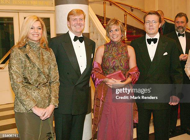 Princess Maxima, Prince Willem Alexander, Princess Laurentien and Prince Constantijn attend the Association Femmes Europe Gala Concert at the Royal...