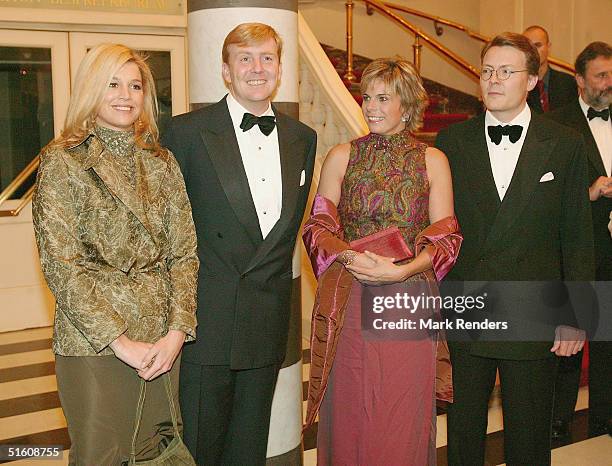 Princess Maxima, Prince Willem Alexander, Princess Laurentien and Prince Constantijn attend the Association Femmes Europe Gala Concert at the Royal...