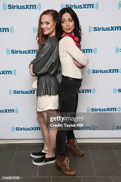 Louisa Krause and Eliza Dushku visit the SiriusXM Studios on March 16, 2016 in New York City.