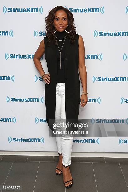 Holly Robinson Peete visits the SiriusXM Studios on March 16, 2016 in New York City.