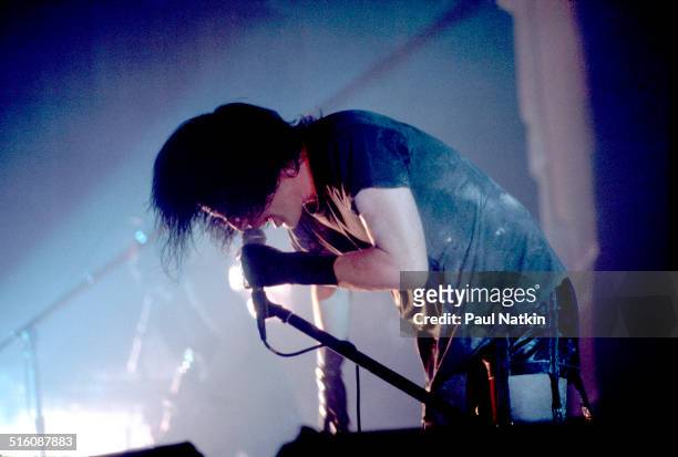 American musician Trent Reznor, of the group Nine Inch Nails, performs onstage, Chicago, Illinois, May 8, 1994.