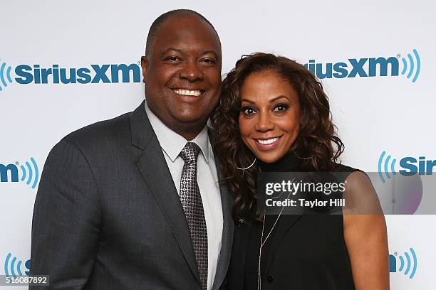 Rodney Peete and Holly Robinson Peete visit the SiriusXM Studios on March 16, 2016 in New York City.