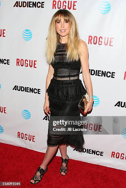 Actress Sarah Carter attends the premiere of DirecTV's 'Rogue' on March 16, 2016 in West Hollywood, California.