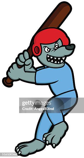 wolf baseball player batting - baseball batter stock illustrations