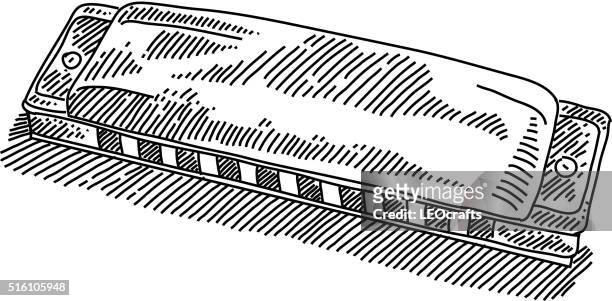 harmonica drawing - harmonica stock illustrations