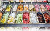 Display of assorted ice creams