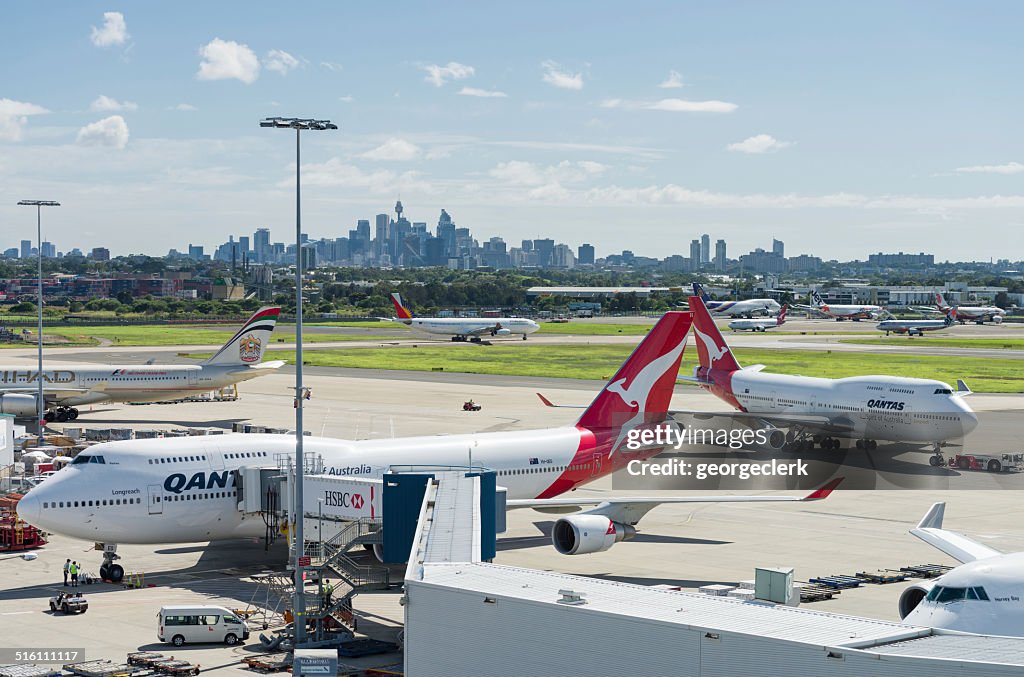 Sydney airport and the city skyline